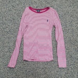 Ralph Lauren Pink Striped Long Sleeve Tee